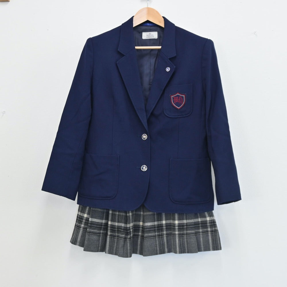 【中古】千葉県 千葉明徳高校(旧制服) 女子制服 7点（ブレザー・ニット・シャツ・スカート）sf002662