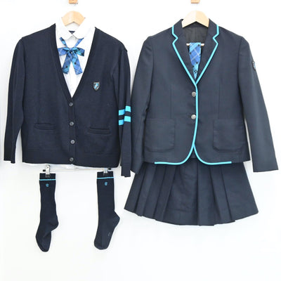 【中古】東京都 渡辺高等学院 女子制服 7点（ブレザー・ニット・シャツ・スカート）sf002664