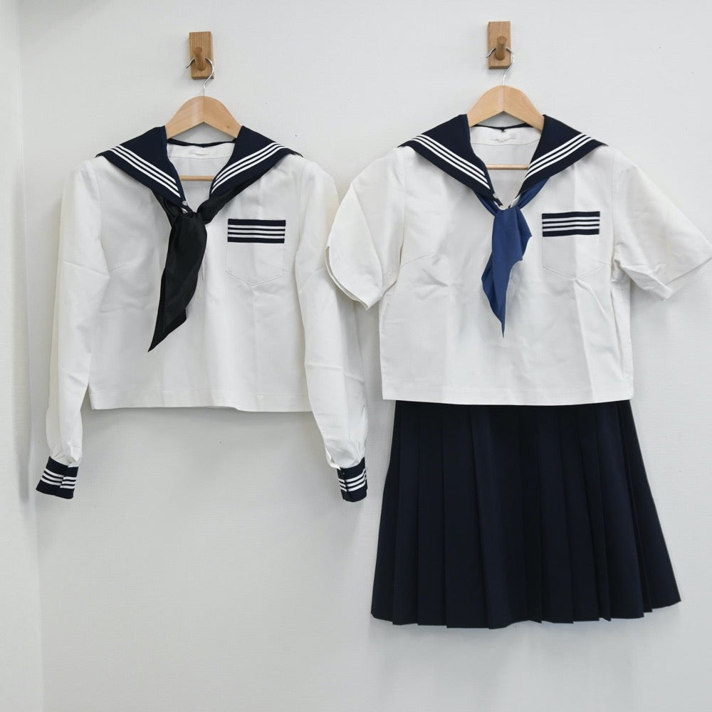 【中古】栃木県 足利女子高等学校 女子制服 5点（セーラー服・スカート）sf002687