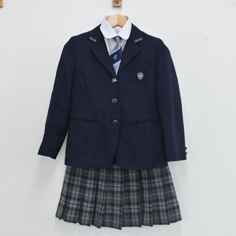 【中古】大阪府 槻の木高等学校 女子制服 7点（ブレザー・ニット・シャツ・スカート）sf002716