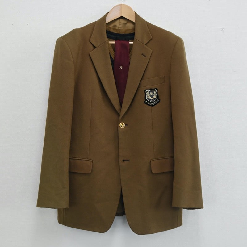 【中古】岡山県 岡山学芸館高等学校 男子制服 4点（ブレザー・ニットベスト）sf002756