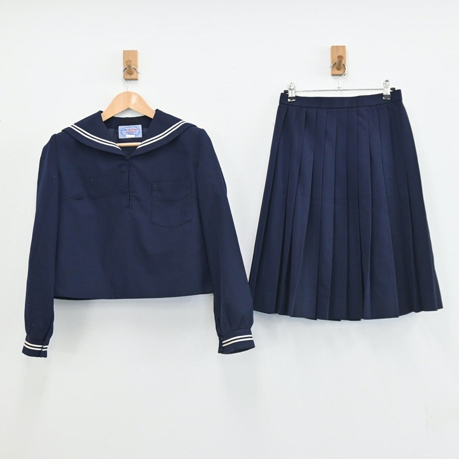 【中古】島根県 安来市立第二中学校 女子制服 3点（セーラー服・スカート）sf002825
