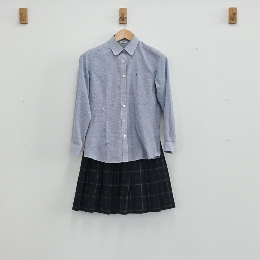 【中古】神奈川県 横浜清風高校 女子制服 3点（シャツ・ニット・スカート）sf002863