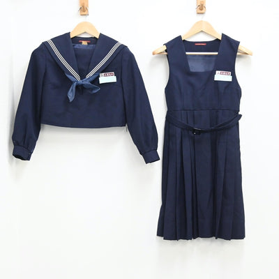 【中古】福岡県 福岡市立次郎丸中学校 女子制服 2点（セーラー服・ジャンパースカート）sf002876