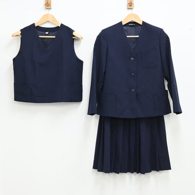 【中古】群馬県 高崎市立殖連中学校 女子制服 3点（ブレザー・ベスト・スカート）sf002891