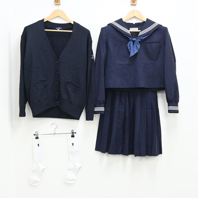 【中古】栃木県 栃木女子高等学校 女子制服 6点（セーラー服・ニット・スカート）sf002921