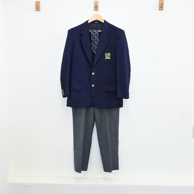 【中古】北海道 北海道帯広緑陽高等学校 男子制服 3点（ブレザー・ズボン）sf003004
