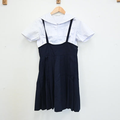 【中古】福岡県 福岡修猷館高校 女子制服 3点（セーラー服・スカート）sf003029