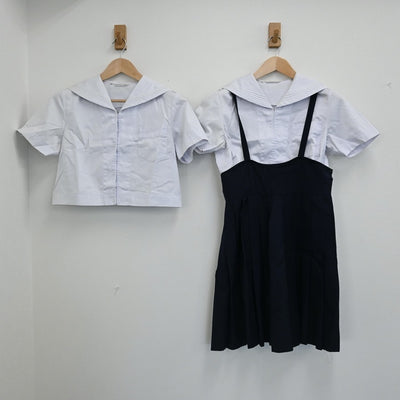 【中古】福岡県 福岡修猷館高校 女子制服 3点（セーラー服・スカート）sf003029