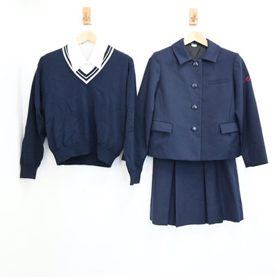 【中古】宮崎県 宮崎商業高校 女子制服 5点（ブレザー・シャツ・ニット・スカート）sf003048