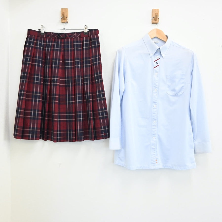 【中古】熊本県 熊本県立菊池農業高等学校 女子制服 2点（シャツ・スカート）sf003068