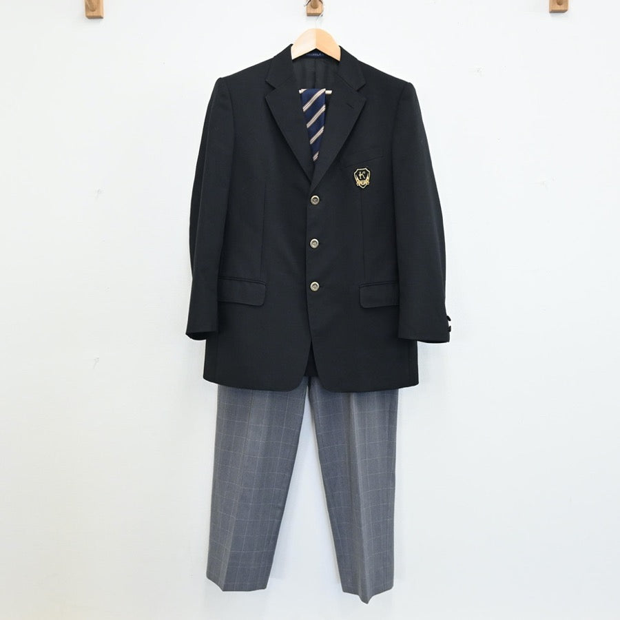 【中古】千葉県 千葉県立船橋北高等学校 男子制服 5点（ブレザー・ニット・シャツ・ズボン）sf003073