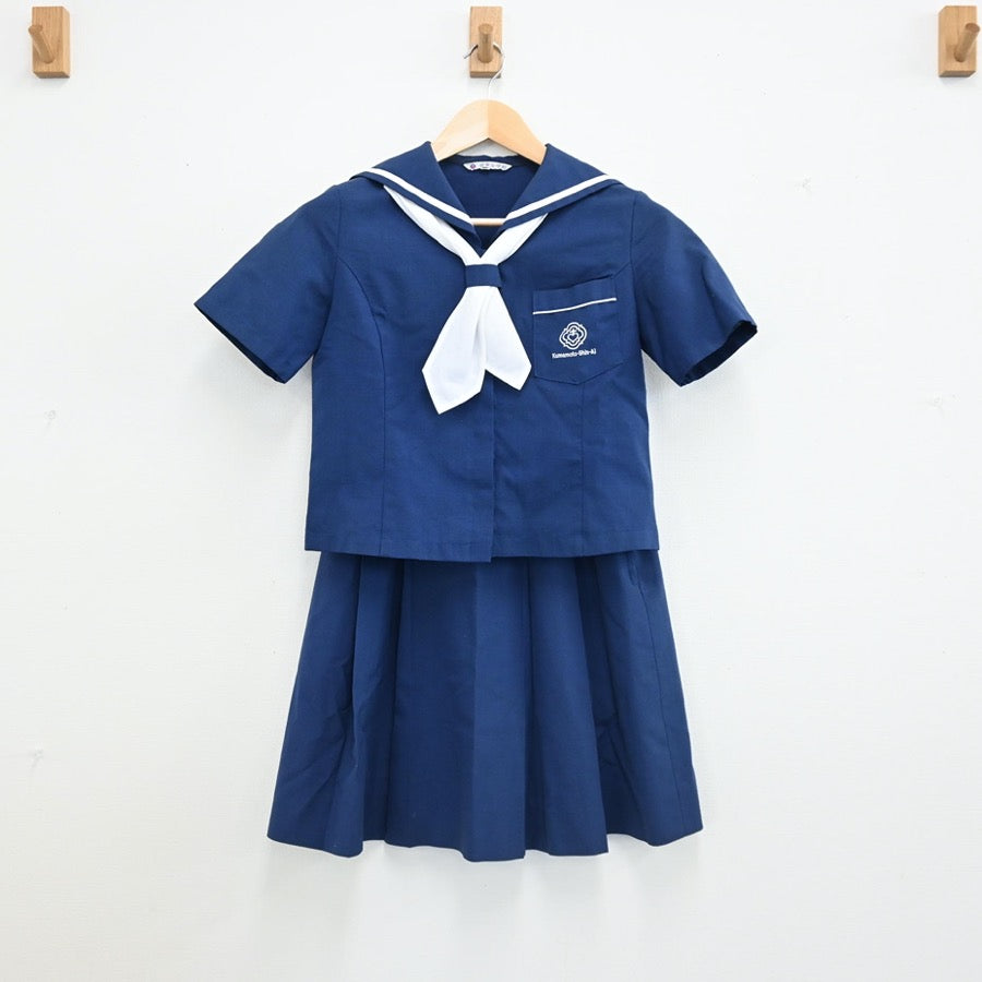 【中古】熊本県 信愛女学院 女子制服 3点（セーラー服・スカート）sf003080