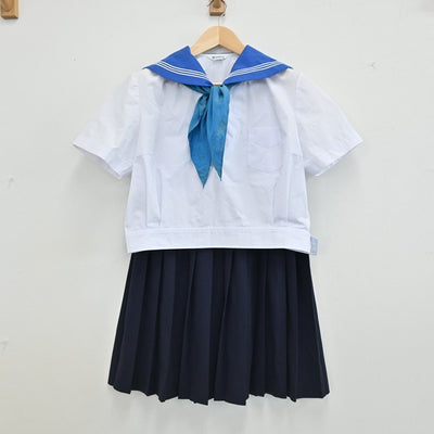 【中古】石川県 北陸学院高校 女子制服 3点（セーラー服・スカート）sf003082
