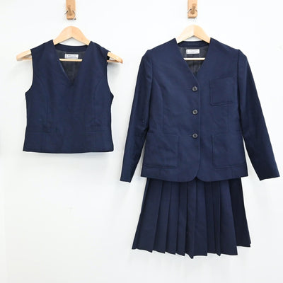 【中古】北海道 北海道帯広市立大空中学校 女子制服 3点（ブレザー・ベスト・スカート）sf003086