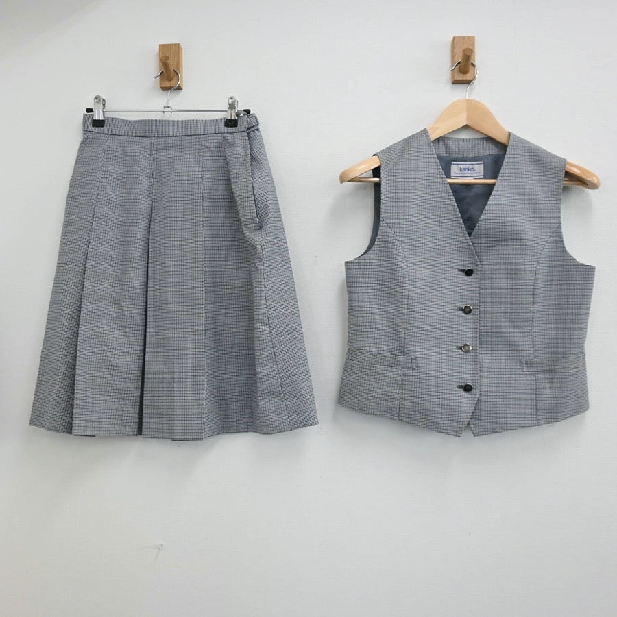 【中古】神奈川県 藤沢市立滝の沢中学校 女子制服 2点（ベスト・スカート）sf003091