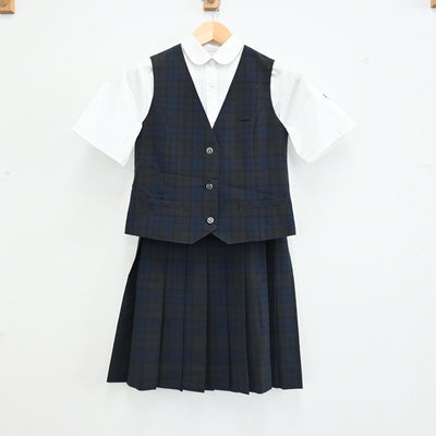【中古】千葉県 市川市立第五中学校 女子制服 4点（シャツ・ベスト・スカート）sf003103