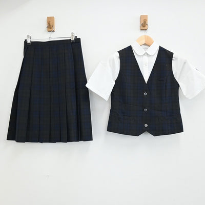【中古】千葉県 市川市立第五中学校 女子制服 4点（シャツ・ベスト・スカート）sf003103