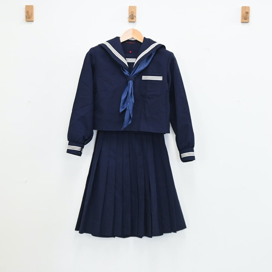 【中古】兵庫県 加古川中学校 女子制服 3点（セーラー服・靴）sf003109