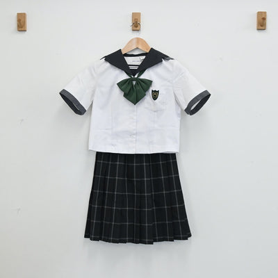 【中古】岡山県 山陽学園高等学校 女子制服 3点（セーラー服・スカート）sf003113