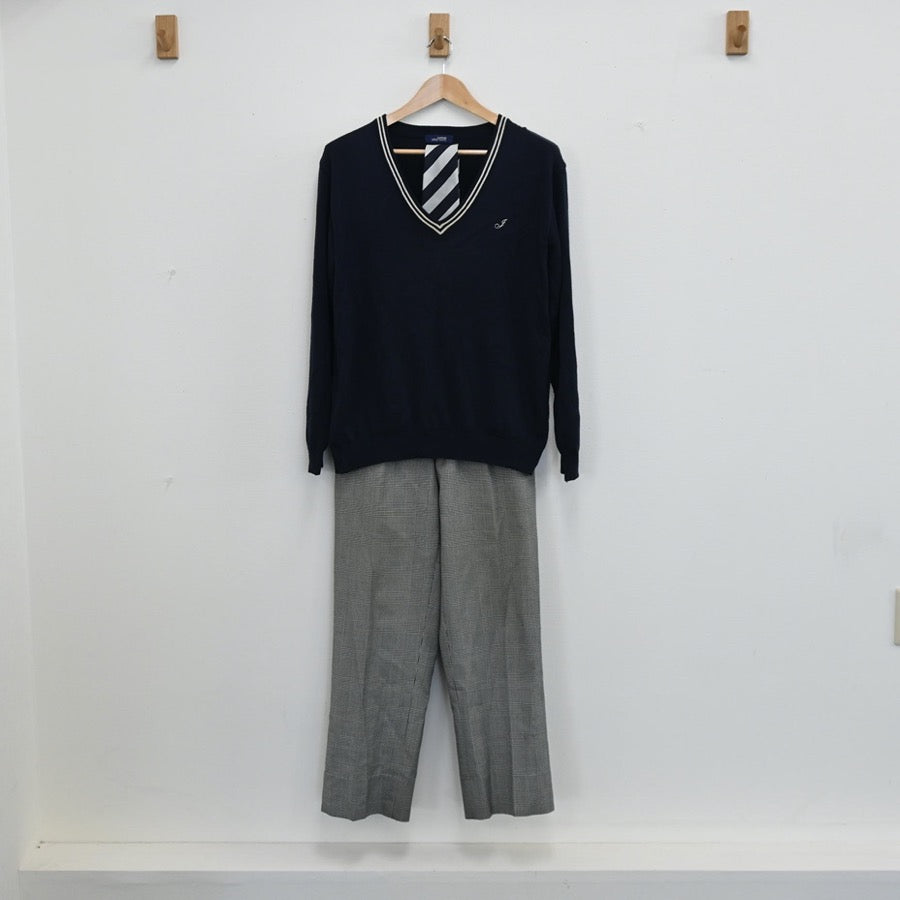 【中古】東京都 城西大学附属城西高等学校 男子制服 5点（シャツ・ニット・ズボン）sf003135