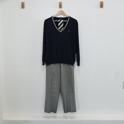 【中古】東京都 城西大学附属城西高等学校 男子制服 5点（シャツ・ニット・ズボン）sf003135