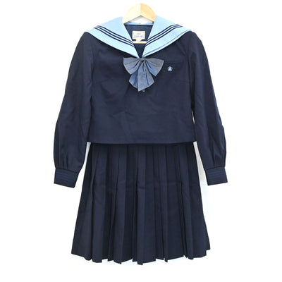 【中古】滋賀県 水口高等学校 女子制服 2点（セーラー服・スカート）sf003211