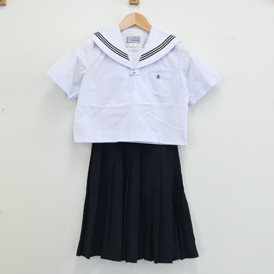 【中古】滋賀県 水口高等学校 女子制服 2点（セーラー服・スカート）sf003212