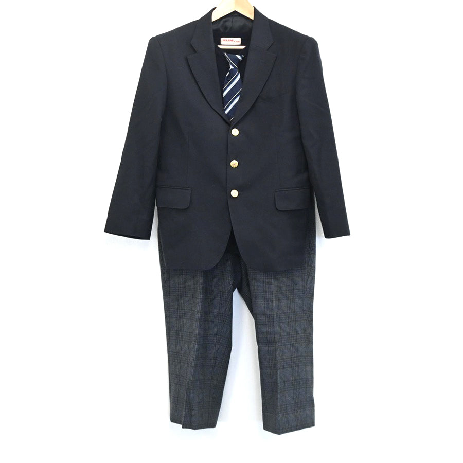 【中古】東京都 江東区立第三砂町中学校 男子制服 4点（ブレザー・ニット・ズボン）sf003215