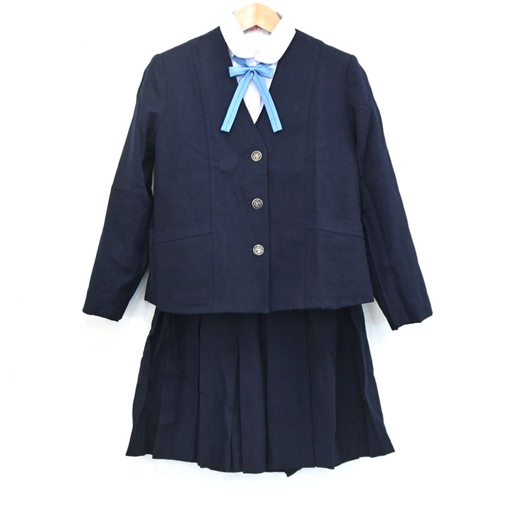 【中古】愛知県 名古屋南高等学校 女子制服 5点（ブレザー・ベスト・シャツ・スカート）sf003222