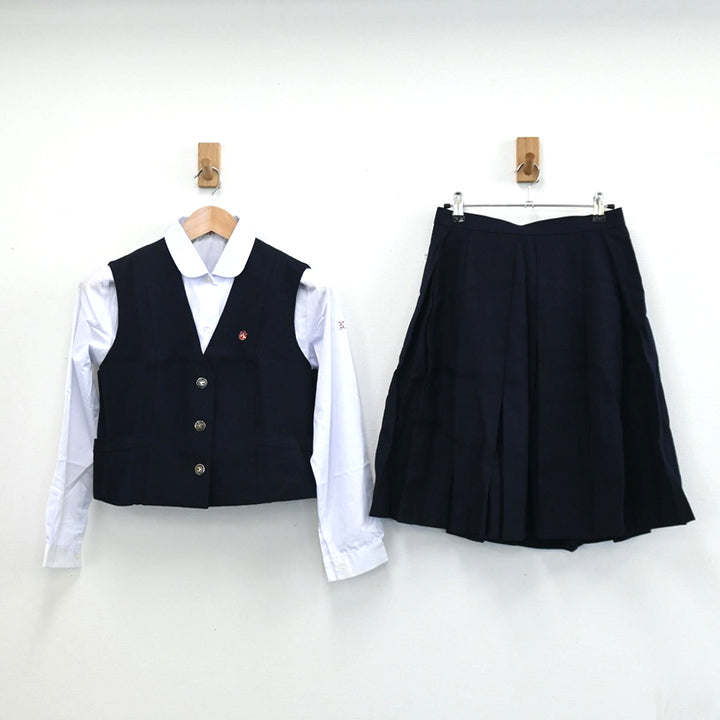 【中古】愛知県 名古屋南高等学校 女子制服 5点（ブレザー・ベスト・シャツ・スカート）sf003222