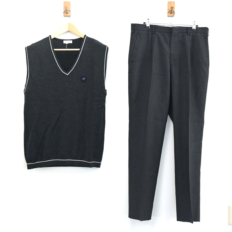 【中古】東京都 八王子学園八王子高等学校 男子制服 2点（ニットベスト・ズボン）sf003243