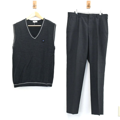 【中古】東京都 八王子学園八王子高等学校 男子制服 2点（ニットベスト・ズボン）sf003243
