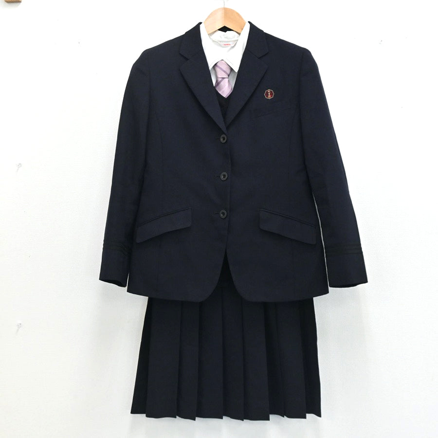 【中古】香川県 大手前丸亀中学校 女子制服 7点（ブレザー・シャツ・シャツ・ニットベスト・スカート）sf003258