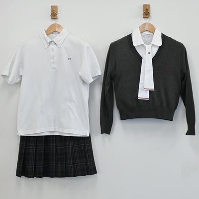 【中古】福島県 福島東稜高等学校 女子制服 4点（シャツ・シャツ・ニット・スカート）sf003276