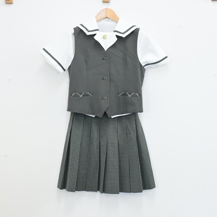 【中古】長野県 長野県佐久中学校・高校 女子制服 4点（セーラー服・ベスト・スカート）sf003283