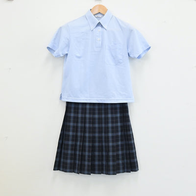 【中古】京都府 木津南中学校 女子制服 3点（シャツ・スカート）sf003291