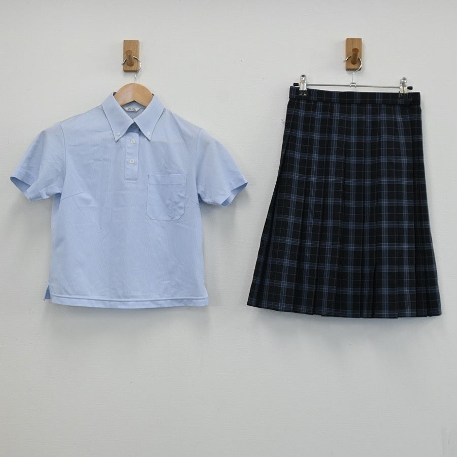 【中古】京都府 木津南中学校 女子制服 3点（シャツ・スカート）sf003291