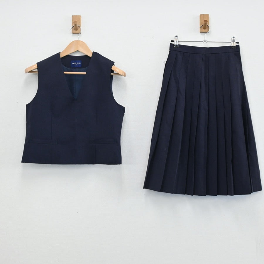 【中古】埼玉県 行田市長野中学校 女子制服 2点（ベスト・スカート）sf003320