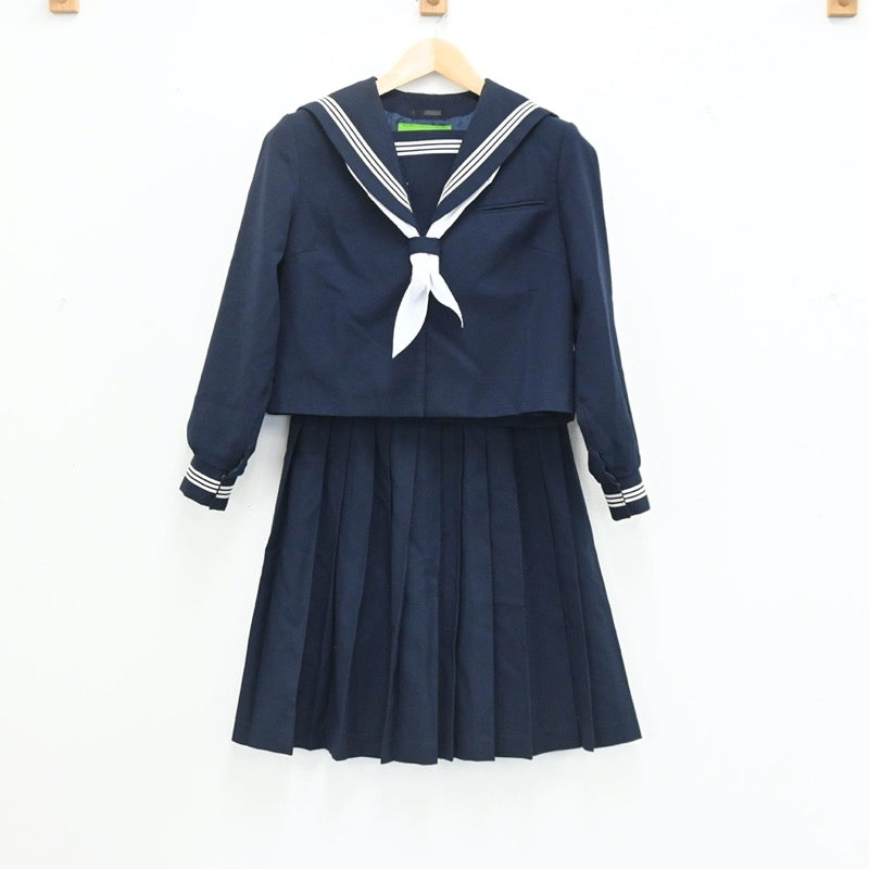 【中古】兵庫県 大久保中学校 女子制服 3点（セーラー服・スカート）sf003351