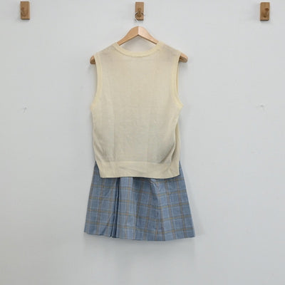 【中古】神奈川県 洗足学園中学校 女子制服 3点（ニットベスト・スカート）sf003374