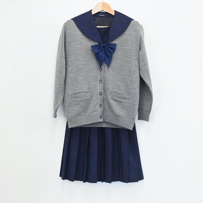 【中古】北海道 苫小牧南高校 女子制服 4点（セーラー服・ニット・スカート）sf003413