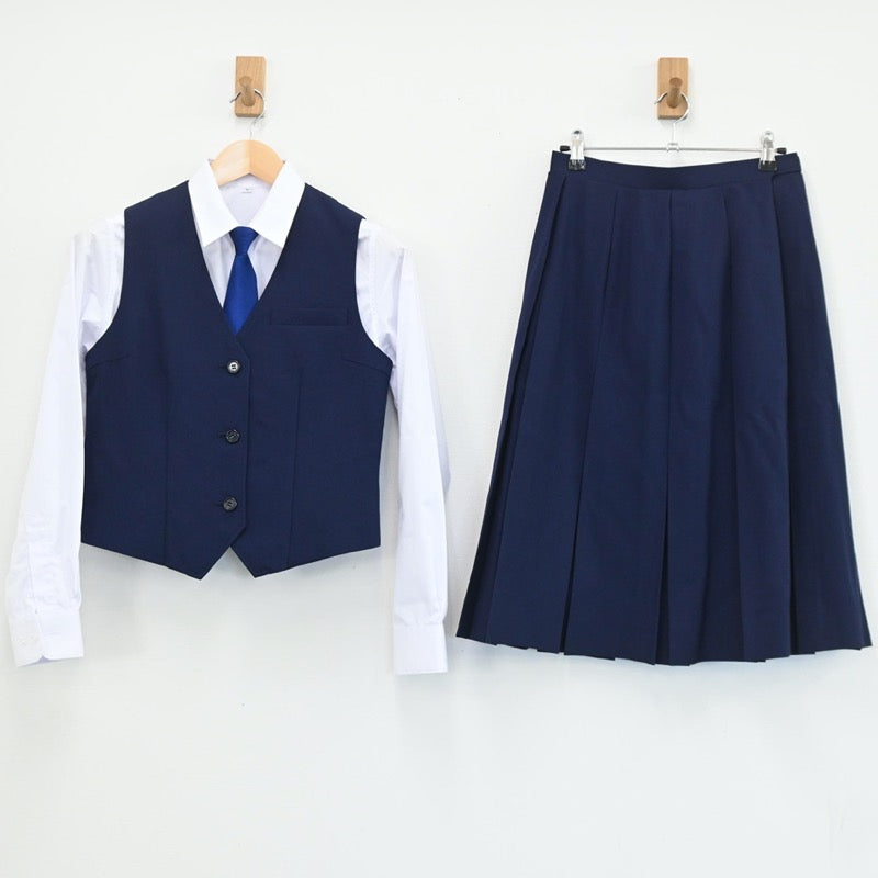 【中古】埼玉県 朝霞市立朝霞第二中学校 女子制服 7点（ブレザー・シャツ・シャツ・ベスト・スカート）sf003419