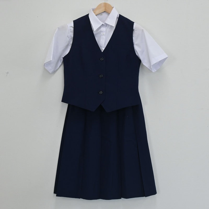 【中古】埼玉県 朝霞市立朝霞第二中学校 女子制服 4点（シャツ・ベスト・スカート）sf003420