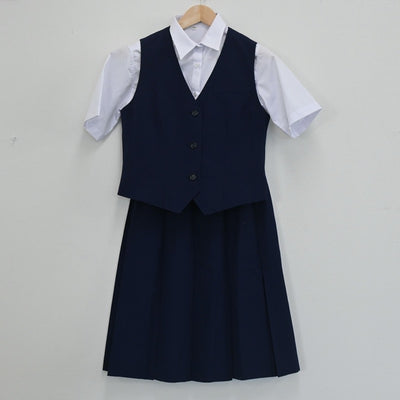 【中古】埼玉県 朝霞市立朝霞第二中学校 女子制服 4点（シャツ・ベスト・スカート）sf003420