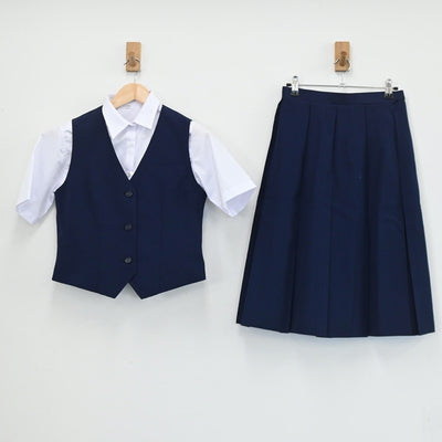 【中古】埼玉県 朝霞市立朝霞第二中学校 女子制服 4点（シャツ・ベスト・スカート）sf003420