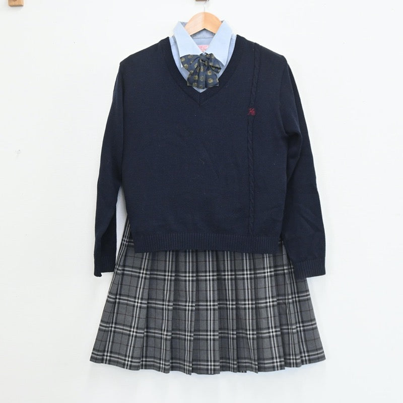 【中古】埼玉県 開智高等学校 女子制服 5点（ブレザー・シャツ・ニット・スカート）sf003426