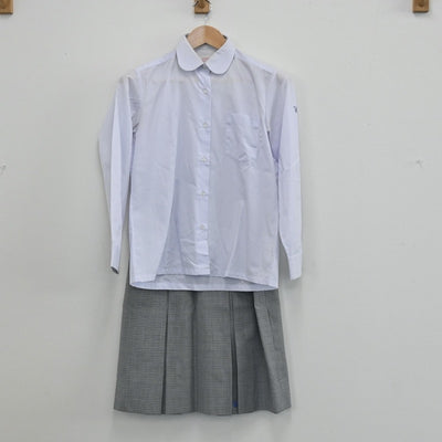 【中古】静岡県 静岡県立浜松城北工業高等学校 女子制服 2点（シャツ・スカート）sf003447