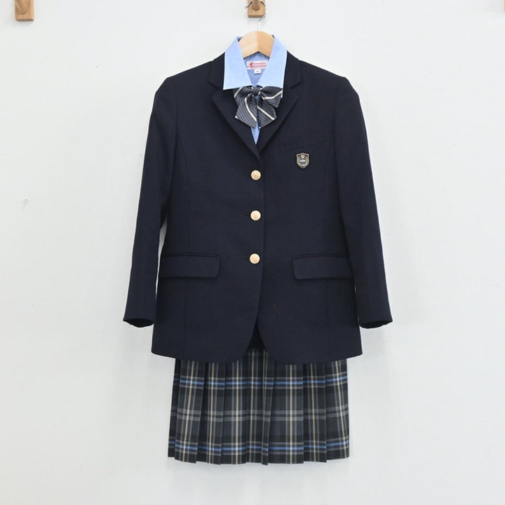 【中古】東京都 拓殖大学第一高等学校 女子制服 5点（ブレザー・シャツ・ニット・スカート）sf003451