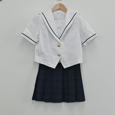 【中古】岡山県 県立岡山芳泉高等学校 女子制服 4点（セーラー服・ニットベスト・スカート）sf003456